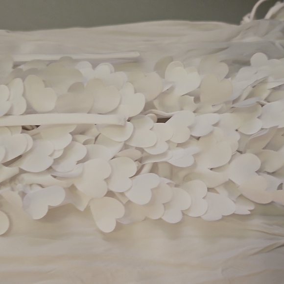 Vtg VIOLET & CLAIRE White Ruffle Hearts Jabot Crinkle Button Down Shirt - Picture 7 of 12